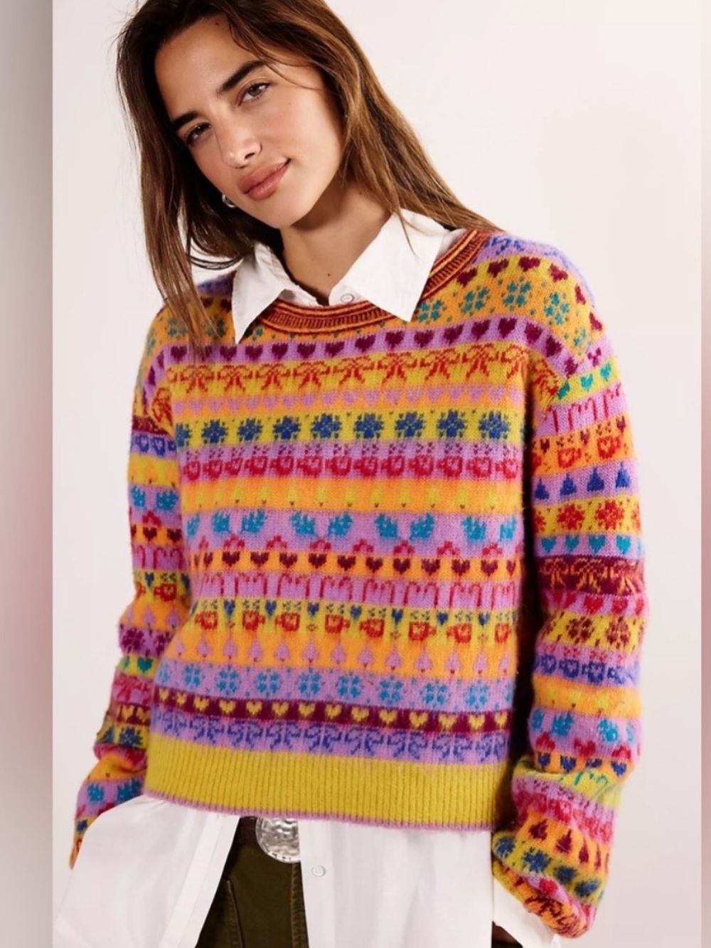 Free People Favorite Things Mixed Print Sweater Bright Confetti Combo
🩷🧡💛💜🩵